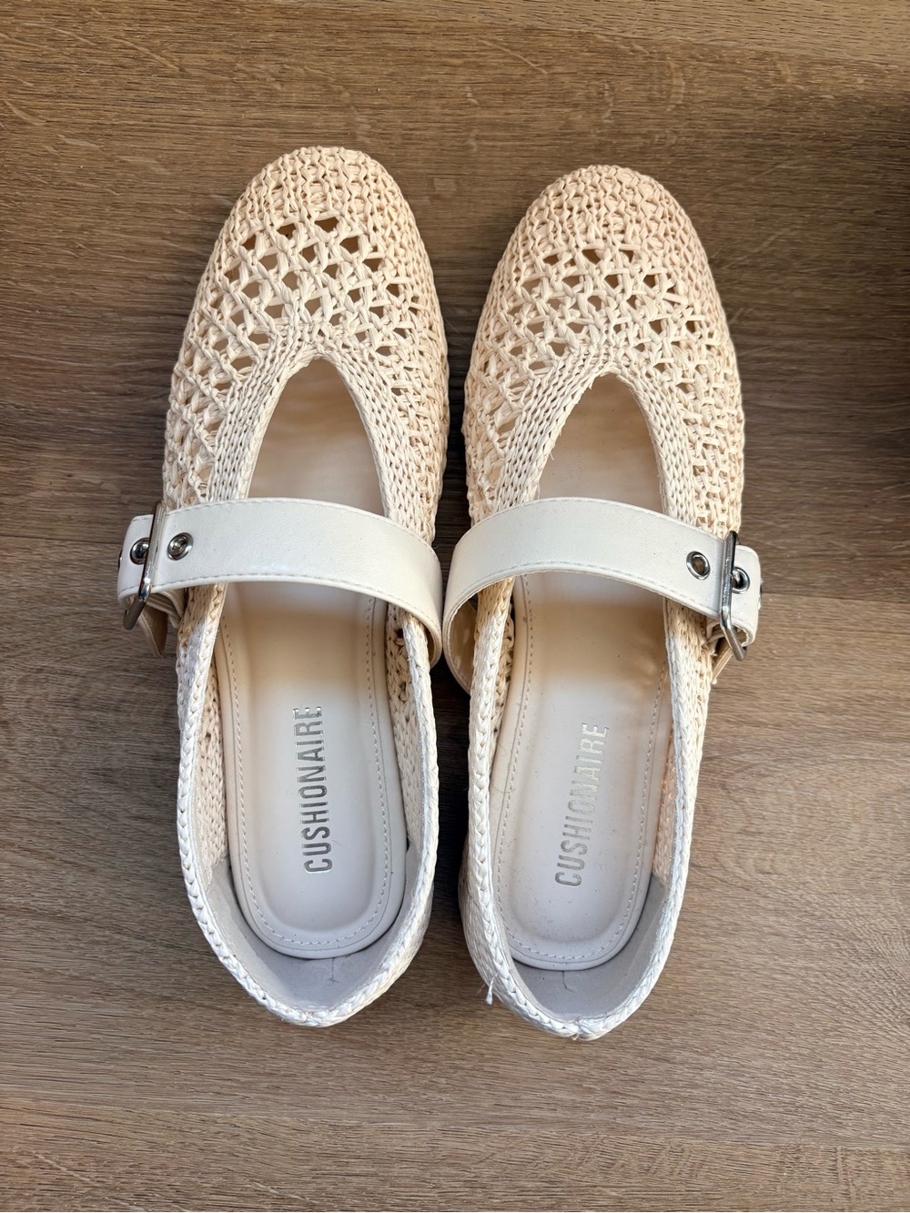 Cream Woven Mary Jane Flats with Buckle Strap - Picture 4 of 4